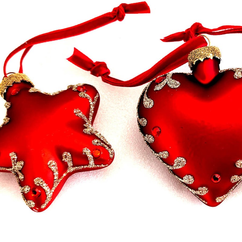 Set de 3 suspensions de Noël Étoile Cœur Sapin | Deco-Delight.com