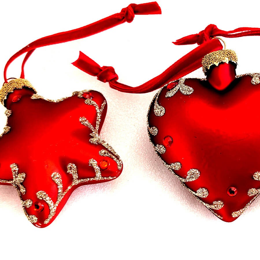 Set de 3 suspensions de Noël Étoile Cœur Sapin | Deco-Delight.com