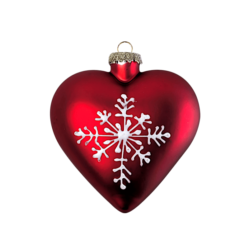 Suspension de Noël Cœur rouge & Flocon H11 cm | Deco-Delight.com