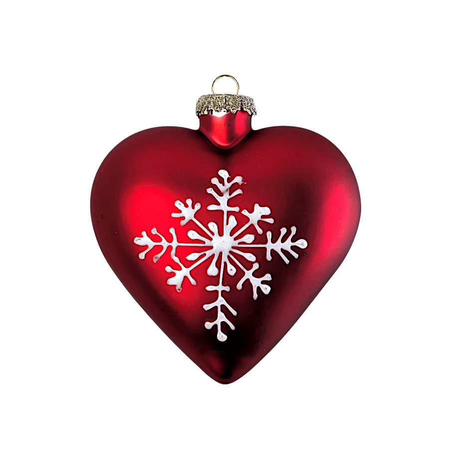 Suspension de Noël Cœur rouge & Flocon H11 cm | Deco-Delight.com