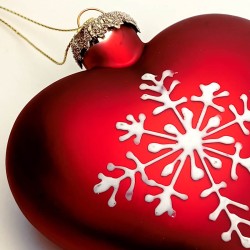 Suspension de Noël Cœur rouge & Flocon H11 cm | Deco-Delight.com