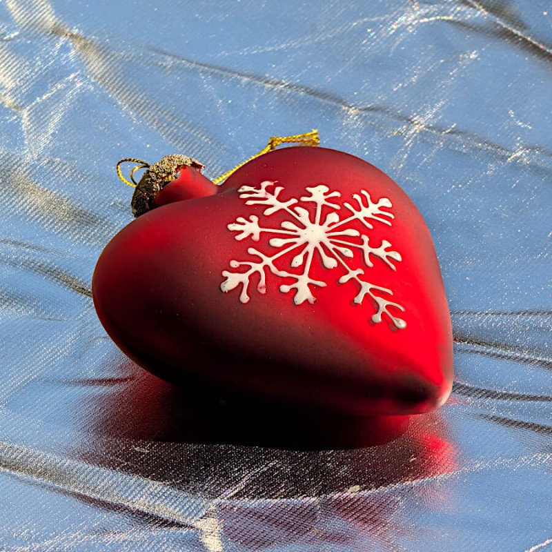 Suspension de Noël Cœur rouge & Flocon H11 cm | Deco-Delight.com