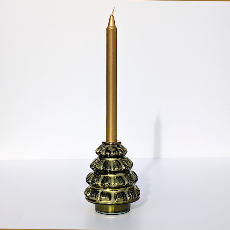 Bougie chandelle Or - H25 cm - Lot de 3 | Deco-Delight.com