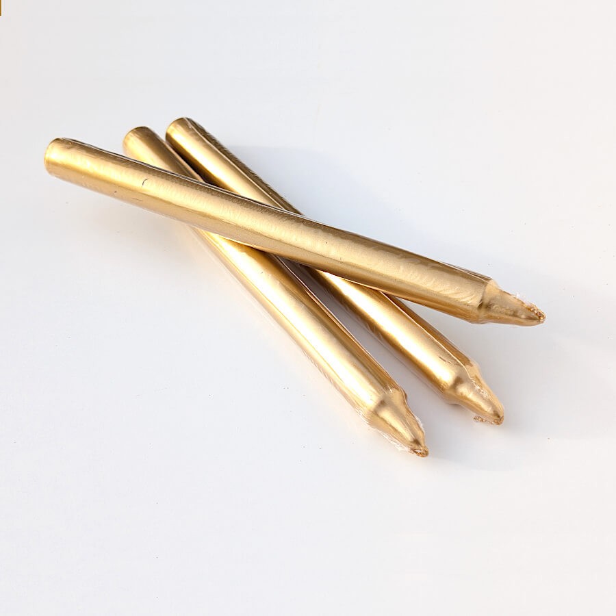 Bougie chandelle Or - H25 cm - Lot de 3 | Deco-Delight.com