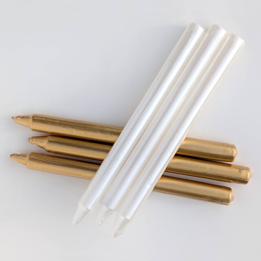 Bougie chandelle Or - H25 cm - Lot de 3 | Deco-Delight.com