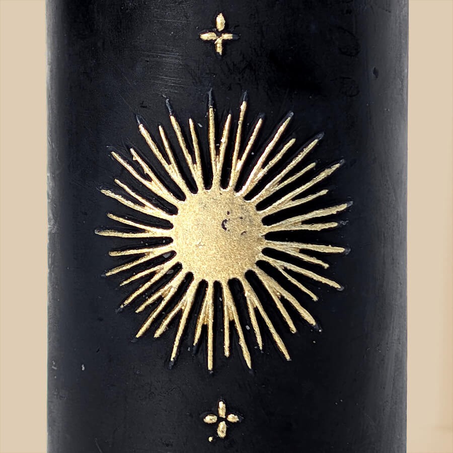 Bougie de Noël Noir mat et Doré solaire H15 cm | Deco-Delight.com