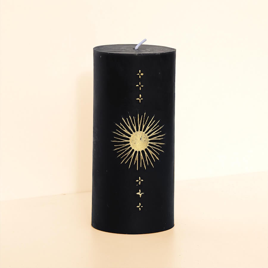 Bougie de Noël Noir mat et Doré solaire H15 cm | Deco-Delight.com