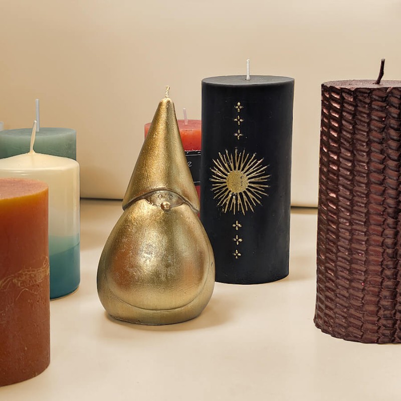 Bougie de Noël Noir mat et Doré solaire H15 cm | Deco-Delight.com