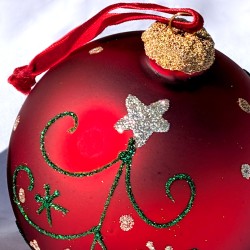 Set de 2 Boules de Noël rondes Rouge & Blanc D10 cm | Deco-Delight.com