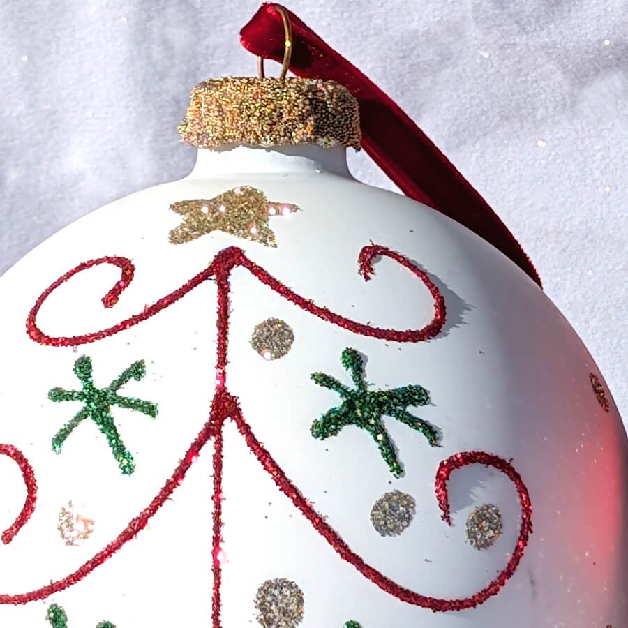 Set de 2 Boules de Noël rondes Rouge & Blanc D10 cm | Deco-Delight.com