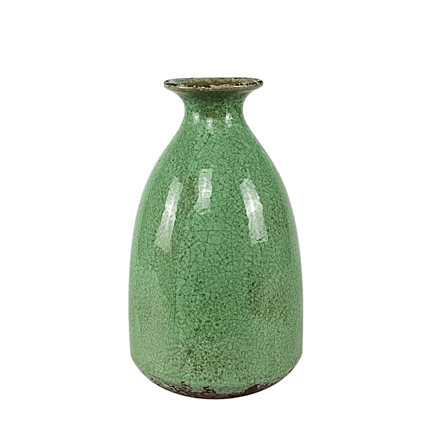 Vase craquelé vert d’eau glacé H26 | Deco-Delight.com