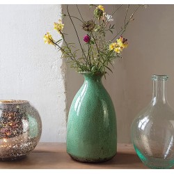Vase craquelé vert d’eau glacé H26 | Deco-Delight.com