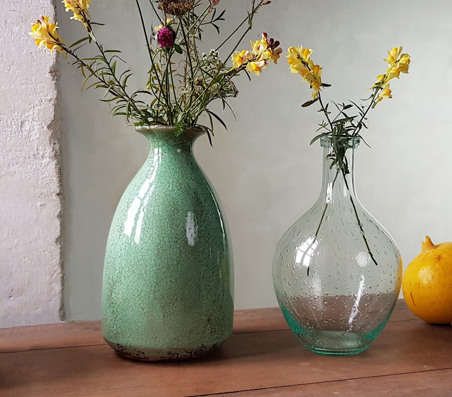 Vase craquelé vert d’eau glacé H26 | Deco-Delight.com