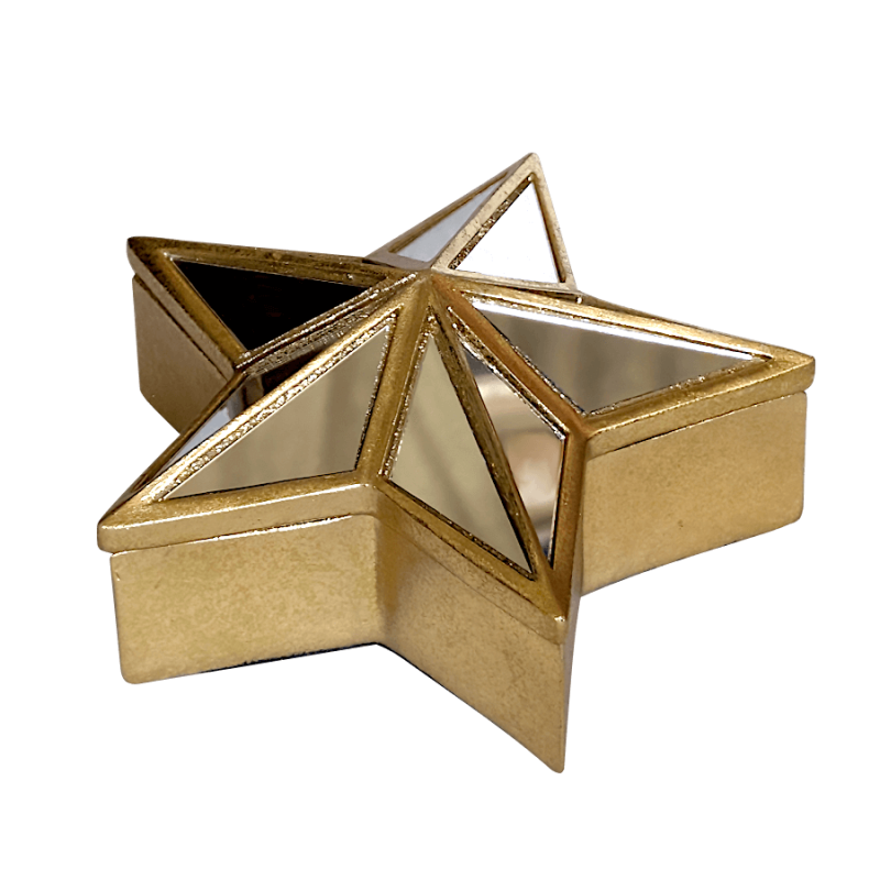 Boîte Étoile dorée à miroirs facettés D18 cm | Deco-Delight.com