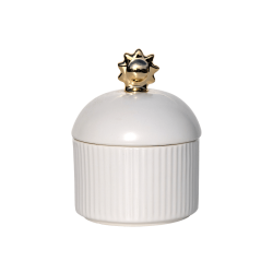 Boîte en céramique blanche & Soleil doré H12,5 cm | Deco-Delight.com