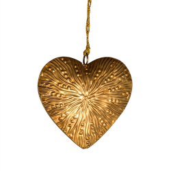 Suspension de Noël Cœur en métal doré H8 cm | Deco-Delight.com