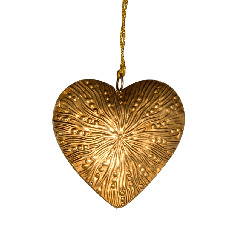 Suspension de Noël Cœur en métal doré H8 cm | Deco-Delight.com