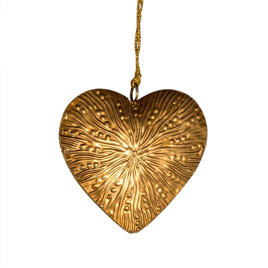 Suspension de Noël Cœur en métal doré H8 cm | Deco-Delight.com