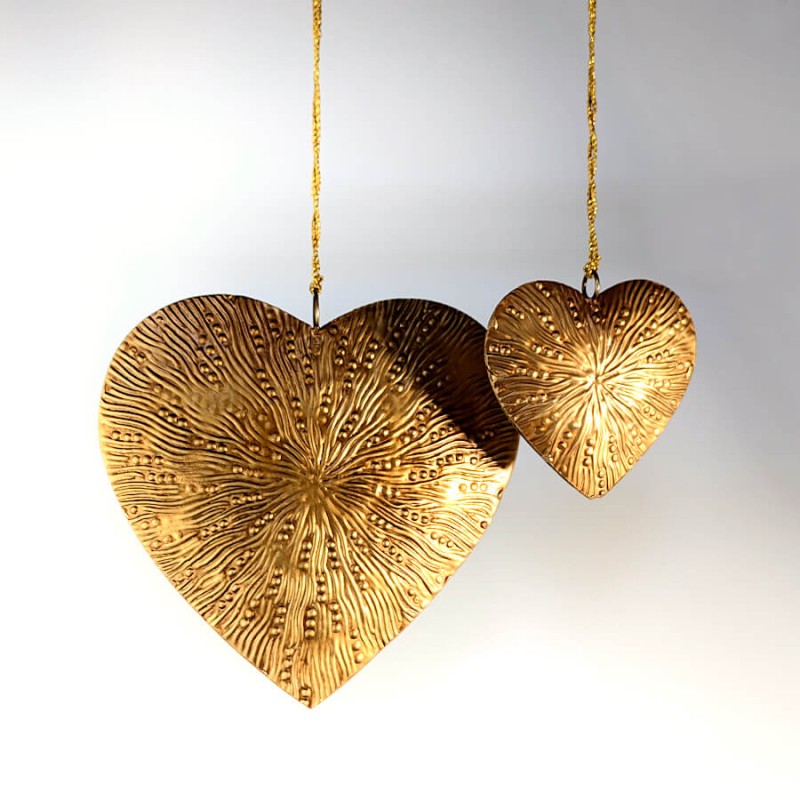 Suspension de Noël Cœur en métal doré H8 cm | Deco-Delight.com