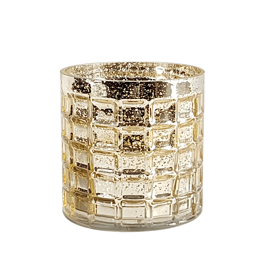 Photophore doré en verre gaufré H12,5 cm | Deco-Delight.com