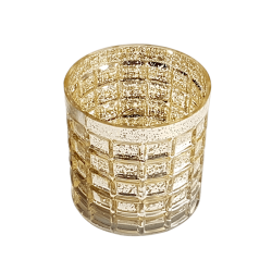 Photophore doré en verre gaufré H12,5 cm | Deco-Delight.com