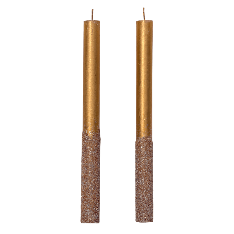 Set de 2 Bougies chandelles dorées 25 cm Festivités | Deco-Delight.com