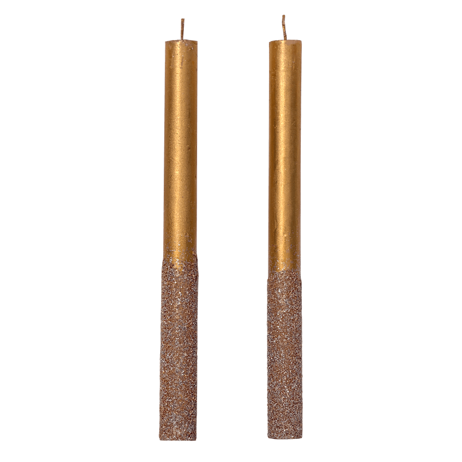Set de 2 Bougies chandelles dorées 25 cm Festivités | Deco-Delight.com