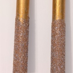 Set de 2 Bougies chandelles dorées 25 cm Festivités | Deco-Delight.com