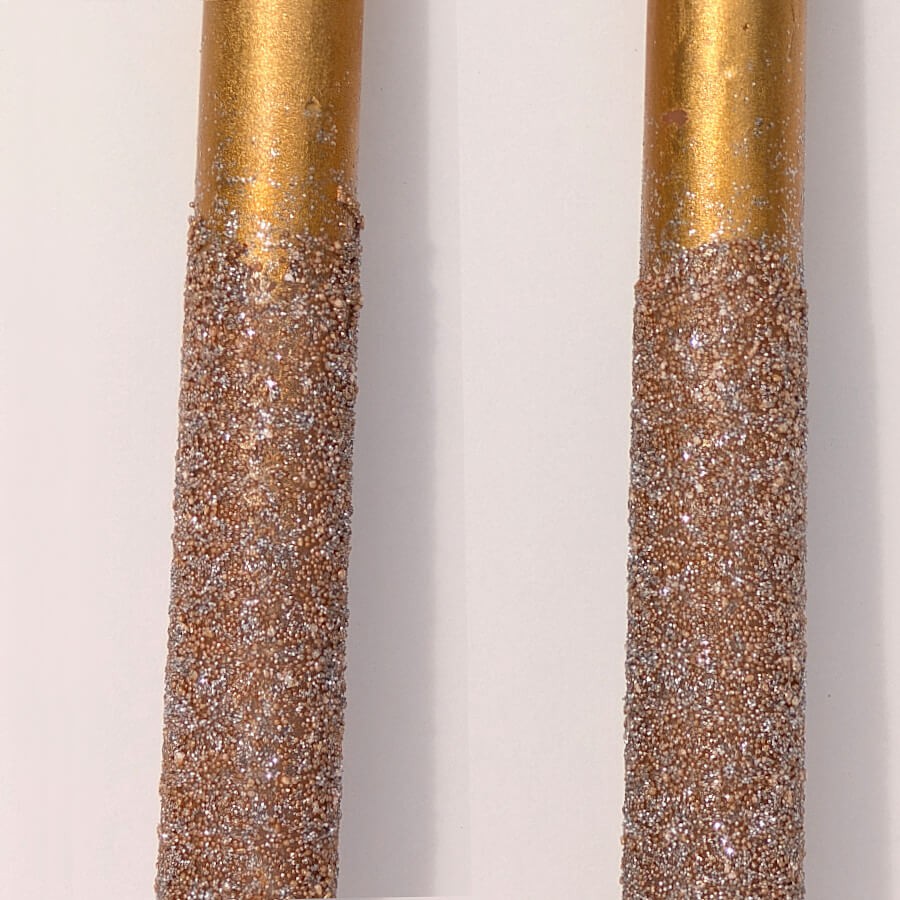 Set de 2 Bougies chandelles dorées 25 cm Festivités | Deco-Delight.com