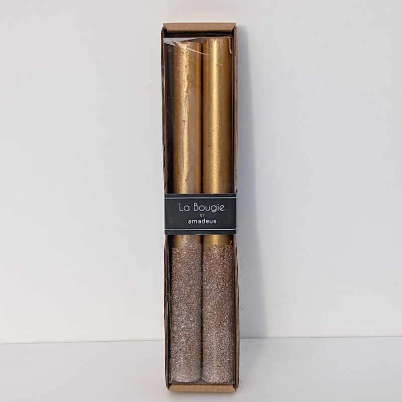 Set de 2 Bougies chandelles dorées 25 cm Festivités | Deco-Delight.com