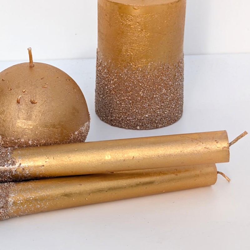 Set de 2 Bougies chandelles dorées 25 cm Festivités | Deco-Delight.com