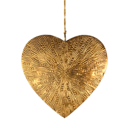 Grande suspension Cœur de Noël en métal doré H15cm | Deco-Delight.com
