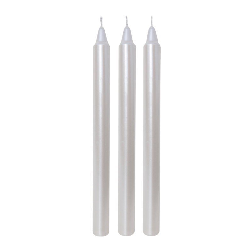 Bougie chandelle Nacrée - H25 cm - Lot de 3 | Deco-Delight.com