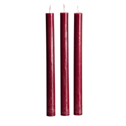Bougie chandelle Rouge sangria - H25 cm - Lot de 3 | Deco-Delight.com