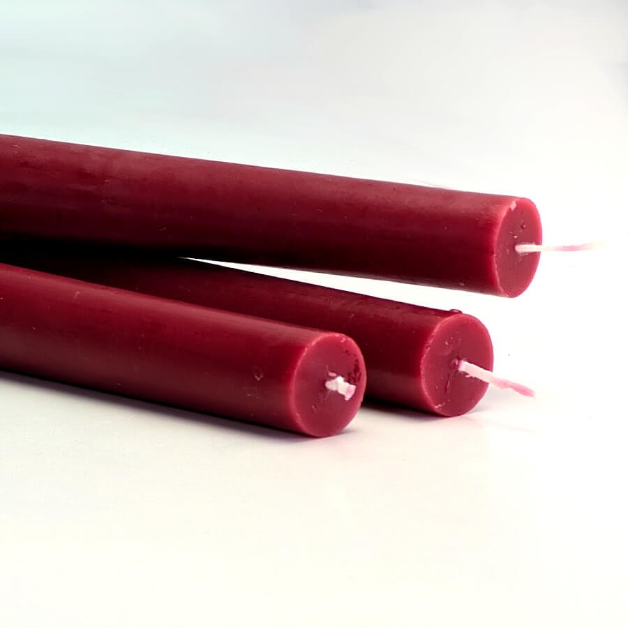Bougie chandelle Rouge sangria - H25 cm - Lot de 3 | Deco-Delight.com