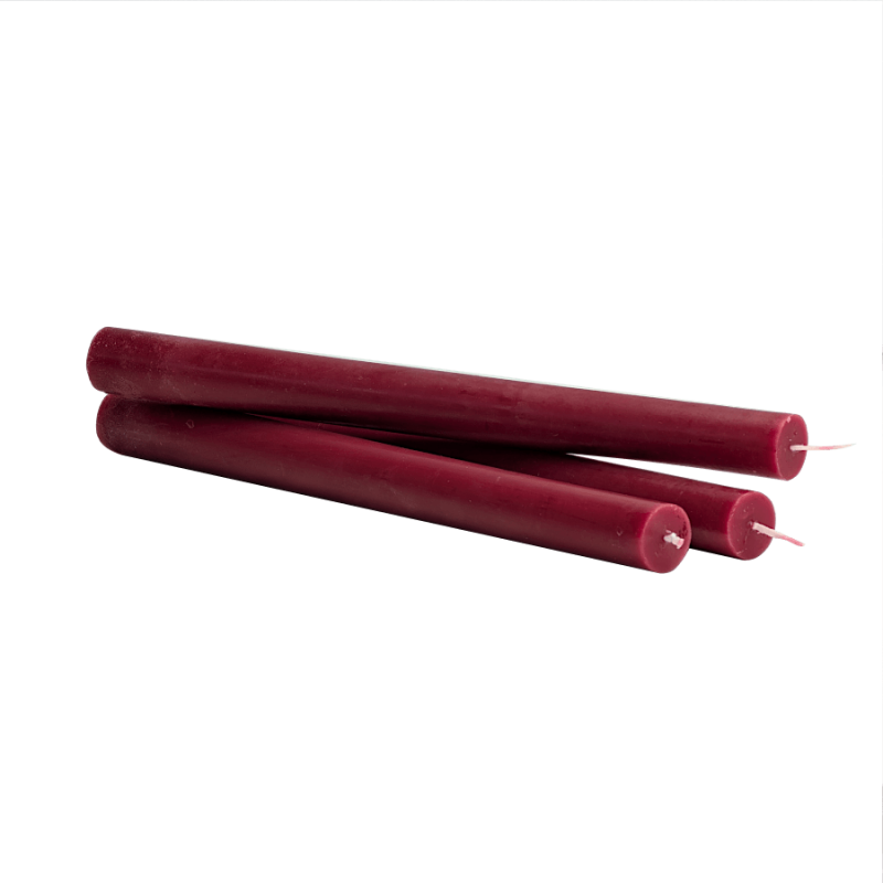 Bougie chandelle Rouge sangria - H25 cm - Lot de 3 | Deco-Delight.com