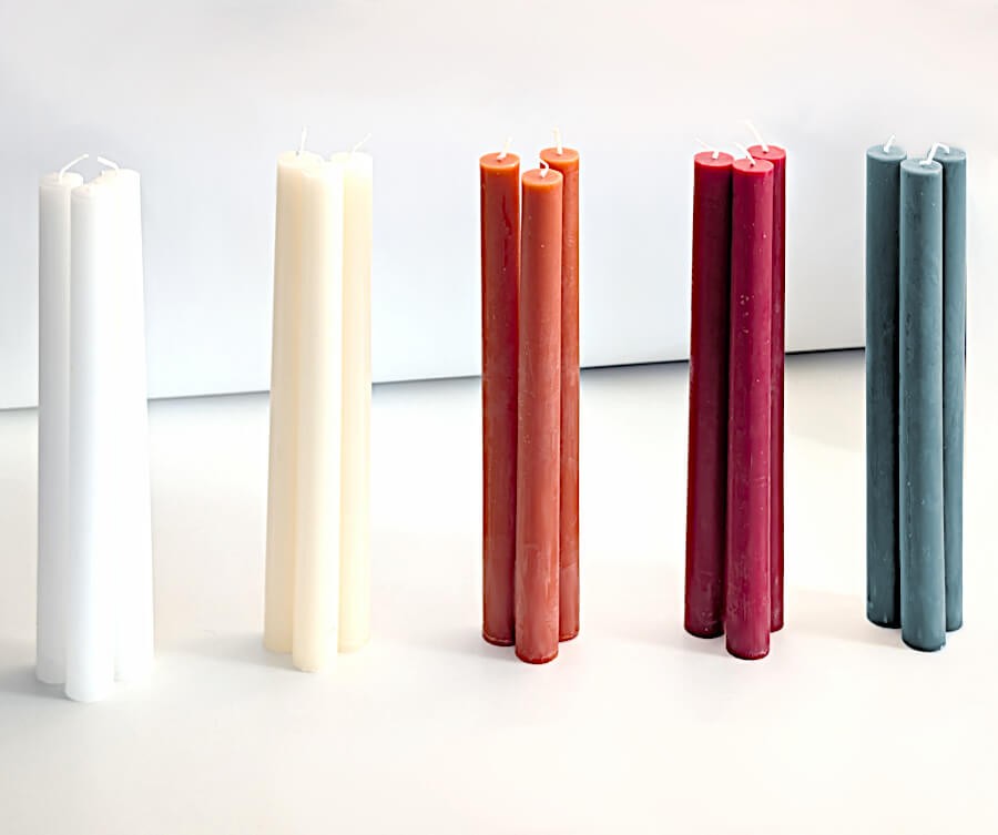 Bougie chandelle Rouge sangria - H25 cm - Lot de 3 | Deco-Delight.com