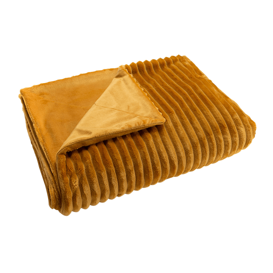 Plaid côtelé 130x170 cm couleur Camel | Deco-Delight.com