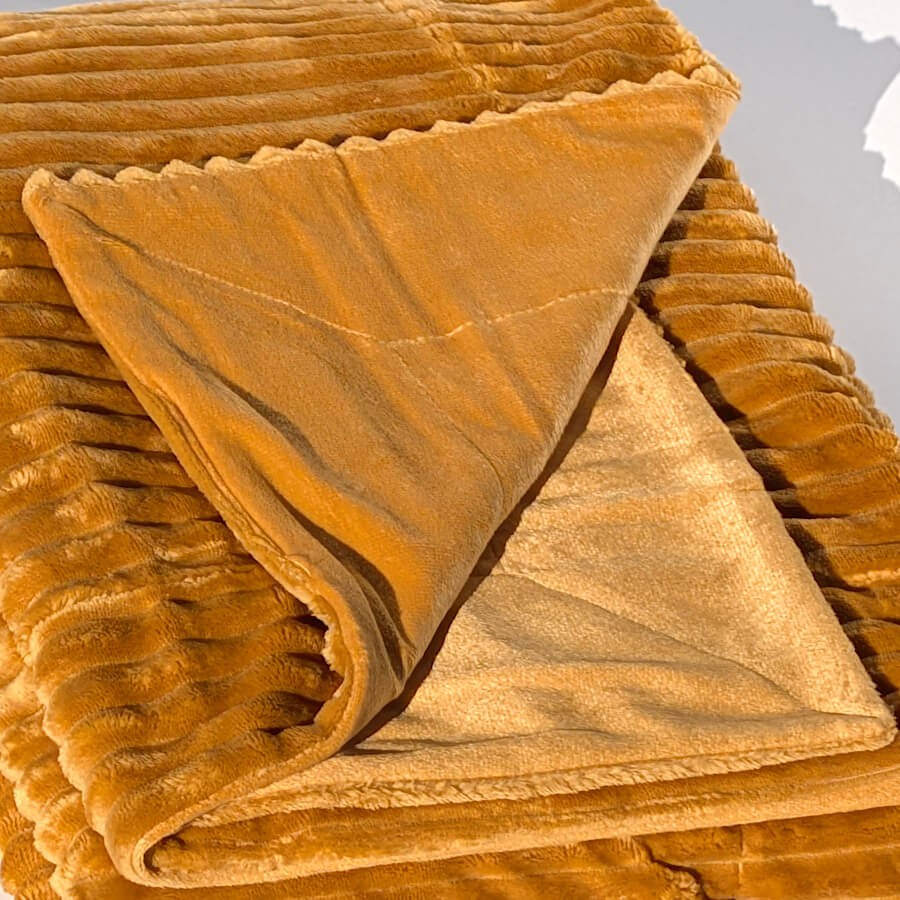 Plaid côtelé 130x170 cm couleur Camel | Deco-Delight.com