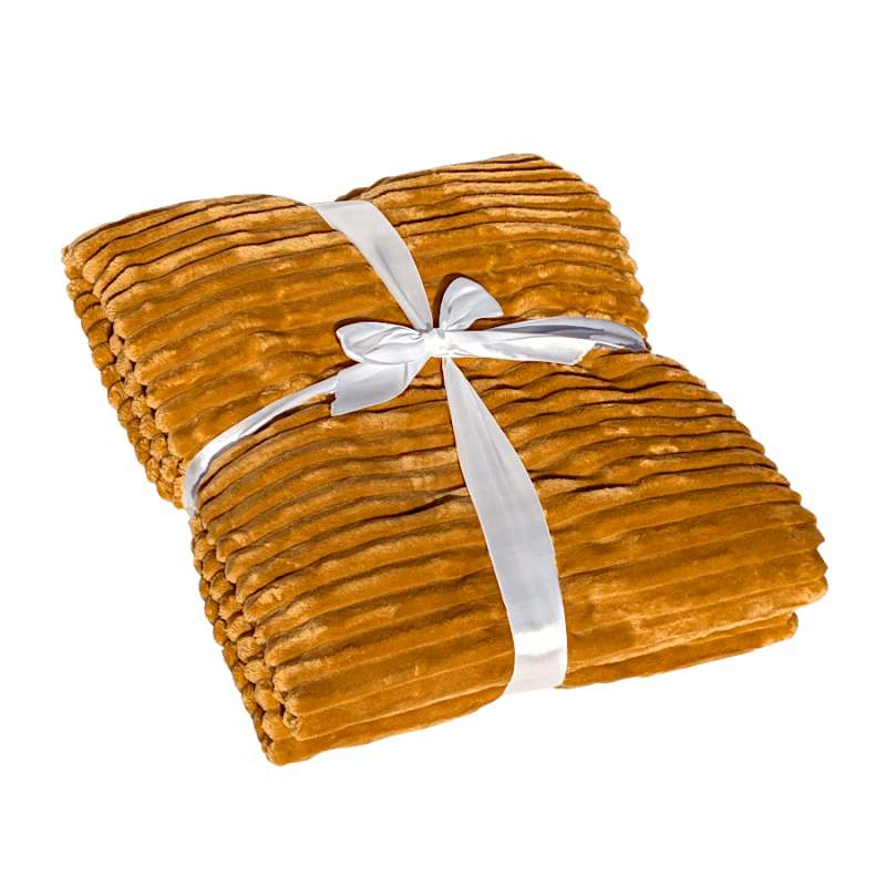 Plaid côtelé 130x170 cm couleur Camel | Deco-Delight.com