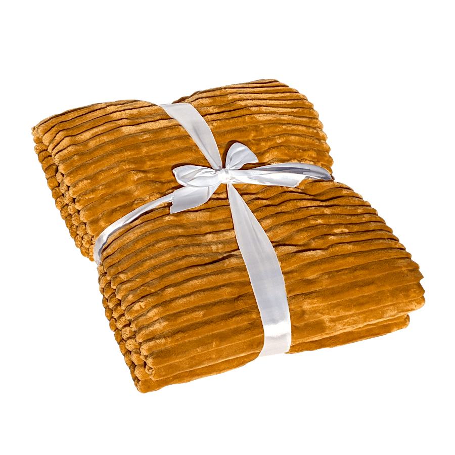 Plaid côtelé 130x170 cm couleur Camel | Deco-Delight.com