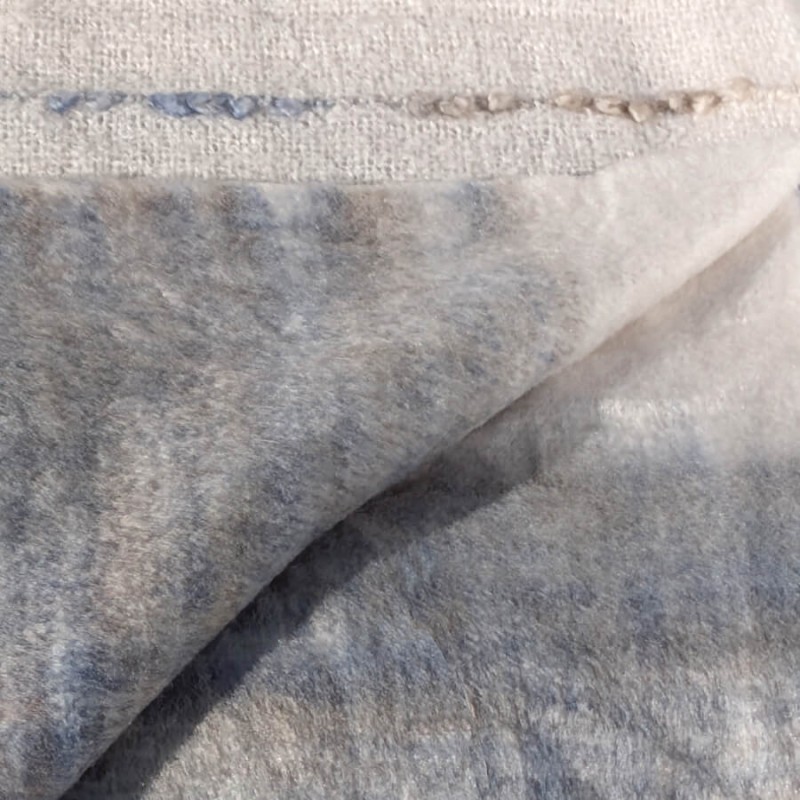 Plaid Tissé Rayé 130x170 cm Écru Bleu & Beige | Deco-Delight.com