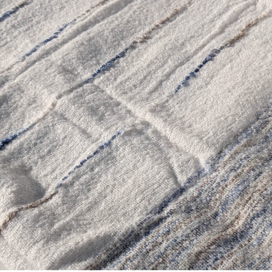 Plaid Tissé Rayé 130x170 cm Écru Bleu & Beige | Deco-Delight.com