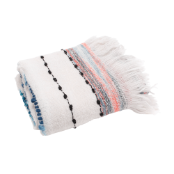 Plaid Tissé écru 130x170 cm - Rayures Multicolores | Deco-Delight.com