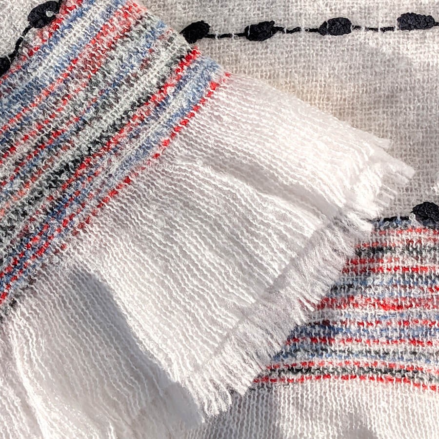 Plaid Tissé écru 130x170 cm - Rayures Multicolores | Deco-Delight.com