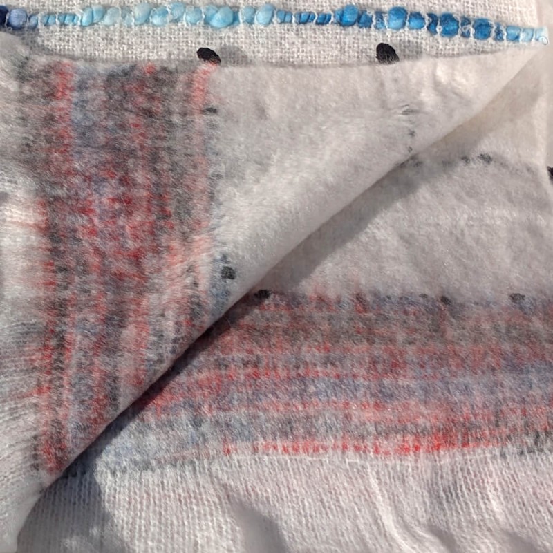 Plaid Tissé écru 130x170 cm - Rayures Multicolores | Deco-Delight.com