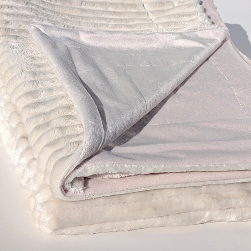 Plaid côtelé 130x170 cm couleur Crème | Deco-Delight.com