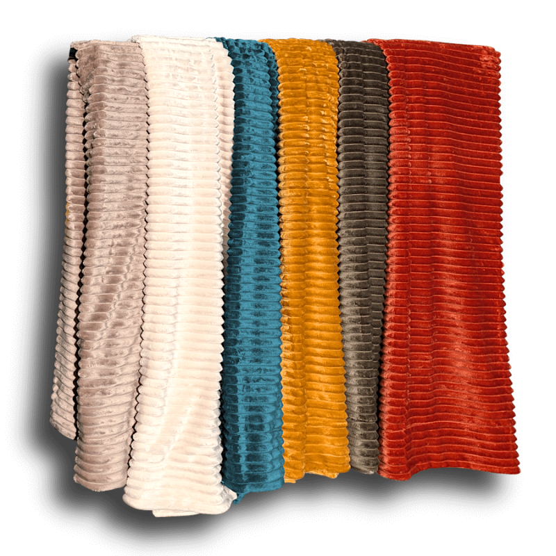 Plaid côtelé 130x170 cm couleur Crème | Deco-Delight.com