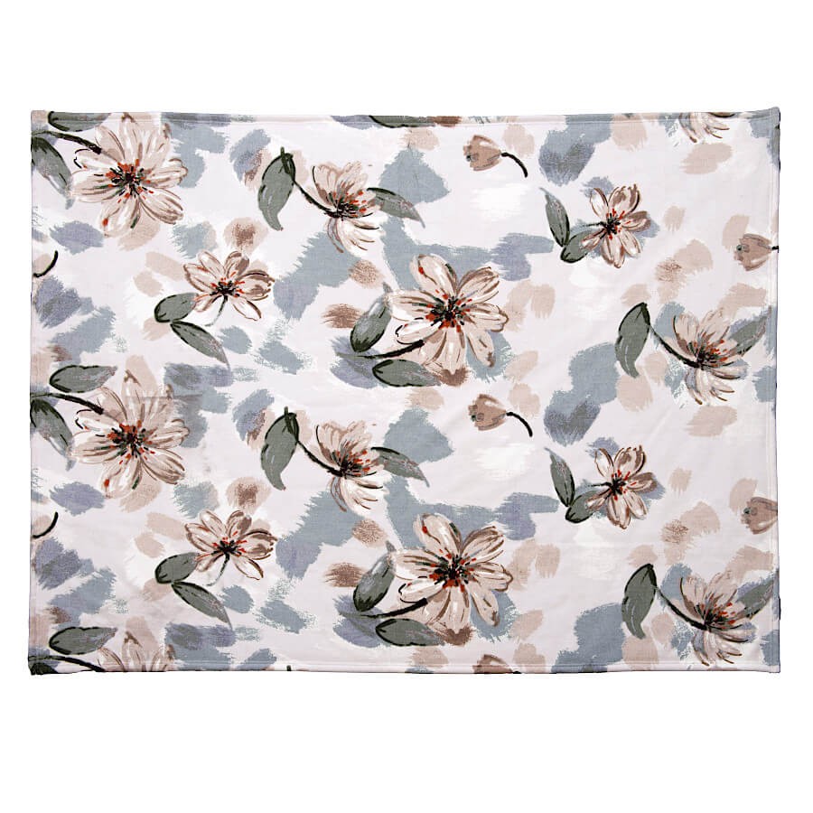 Plaid fleuri doux 130x170 cm imprimé floral | Deco-Delight.com