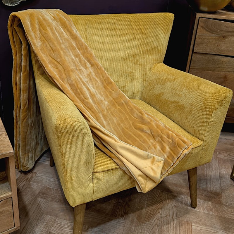 Plaid Doux 130x170 cm Ocre Doré | Deco-Delight.com